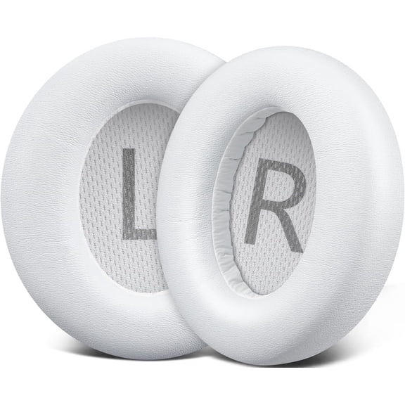 SOULWIT Earpads Replacement for Anker Soundcore Space Q45 Headphones, Ear Pads Cushions with Softer Protein Leather, Noise Isolation Foam - White