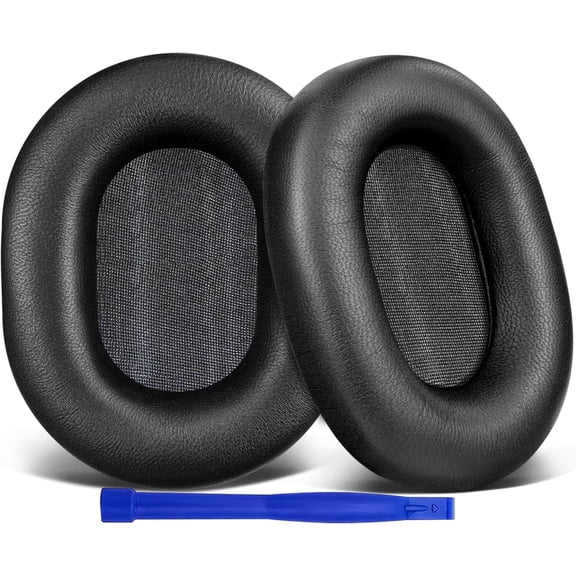 SOULWIT Lambskin Replacement Earpads for Sony WH-1000XM5 (WH1000XM5) Noise Canceling Headphones, Ear Pads Cushions with Softer Lambskin, Noise Isolation Foam, Added Thickness - Brilliant Black