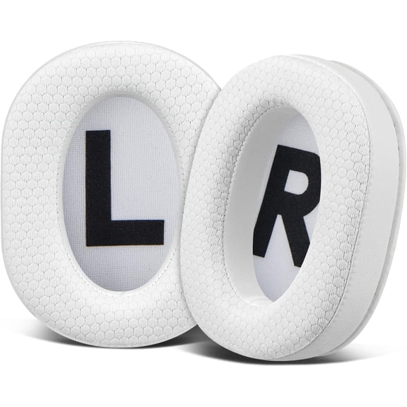 SOULWIT Mesh Fabric Earpads Cushions Replacement for Logitech G Pro, G Pro X, G Prox 2, G Pro X SE Headphones, Ear Pads with Noise Isolation Foam, Added Thickness - Whtie