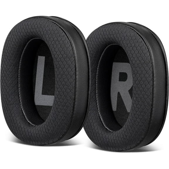 SOULWIT Mesh Fabric Earpads Cushions Replacement for Fifine H6/H8/H9 Headphones, Ear Pads with Noise Isolation Foam, Added Thickness - Black