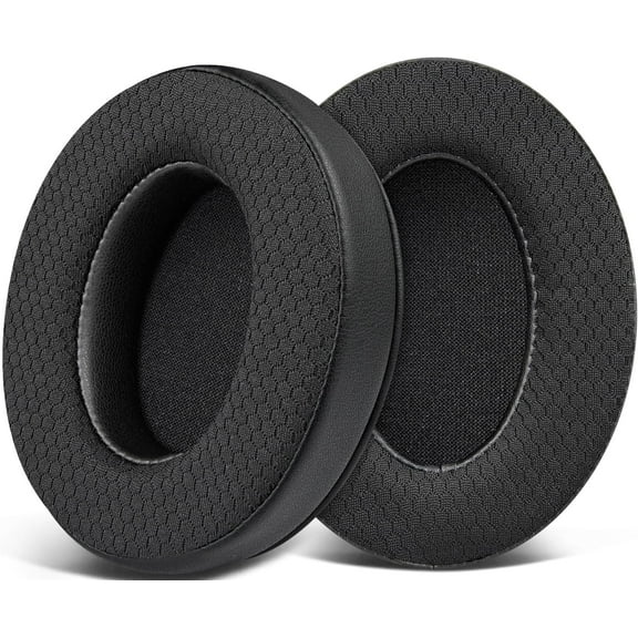 SOULWIT Mesh Fabric Earpads Replacement for Corsair HS35 V1/V2 Stereo Gaming Headsets, Ear Pads Cushions with Noise Isolation Foam, Added Thickness - Black