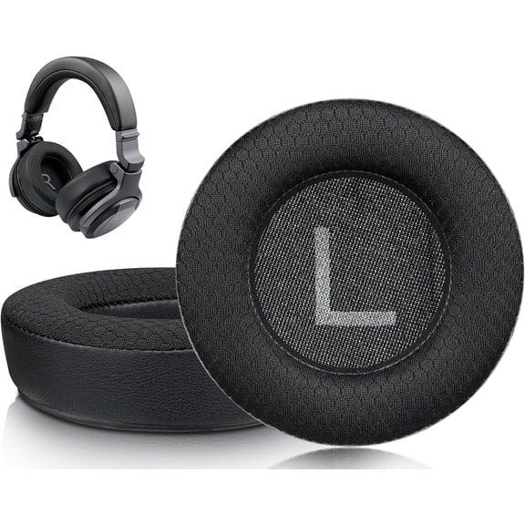 SOULWIT Mesh Fabric Replacement Ear Pads for Pioneer DJ HDJ-CUE1 Headphone, Earpads Cushions with High-Density Noise Isolation Foam - HDJ CUE1 CG Black