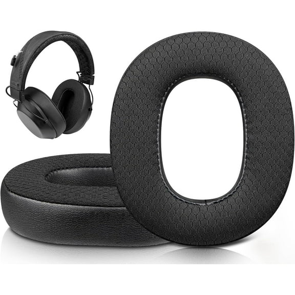 SOULWIT Mesh Fabric Replacement Earpads for Plantronics BackBeat FIT 6100 (FIT6100) Wireless Bluetooth Headphones, Ear Pads Cushions with Noise Isolation Foam, Added Thickness