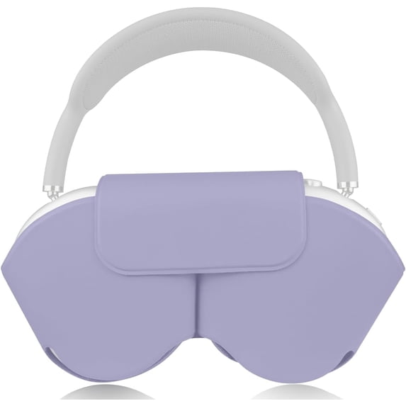 SOULWIT Portable Smart Case for AirPods Max, Protective Magnetic PU Leather Cover with Low Power Mode Support - Purple
