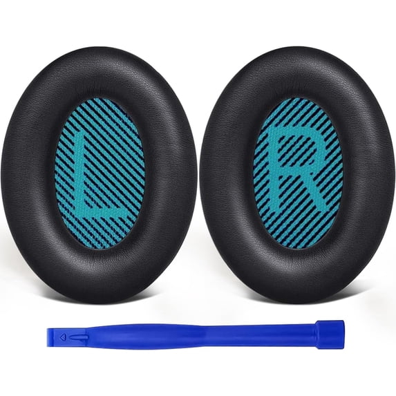 SOULWIT Protein Leather Earpads Cushions for Bose Headphones, Replacement Ear Pads for Bose QuietComfort 15 QC15 QC25 QC2 QC35/Ae2 Ae2i Ae2w/SoundTrue & SoundLink Around-Ear Series - Black&Blue