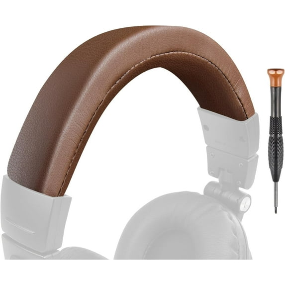 SOULWIT Protein Leather Headband Cover for Audio Technica ATH M50, M50X, M50XWH, M50XBT, M50XBT2, M50S/LE Headphones, Replacement Headstrap Pad Repair Part (Coffee)