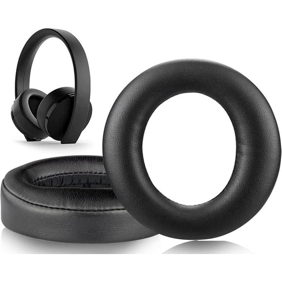 SOULWIT Protein Leather Replacement Earpads for Sony New Gold Wireless PlayStation PS4 (2018 Version) Headset, Ear Pads Cushions with High-Density Foam - Black