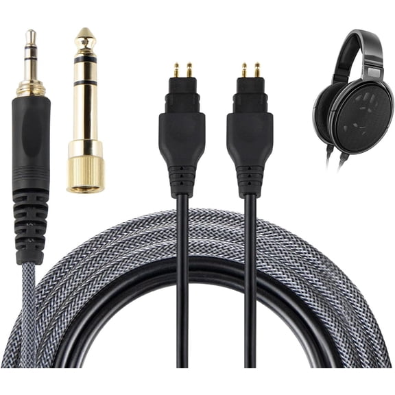 SOULWIT Headphone Replacement Cable for Sennheiser HD660S/HD660S2/HD650/HD600/HD580/HD58X/HD565/HD545/HD535/HD525/HD265,Extension Cord(6N OCC Copper) with 3.5mm Plug, 6.35mm Adapter-Braided(1.2m/4ft)