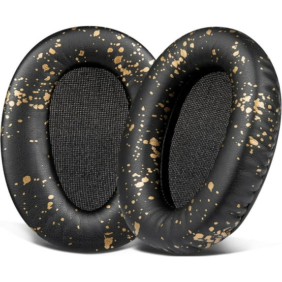 SOULWIT Replacement Ear Pads for Sony WH-CH700N/MDR-ZX780/MDR-ZX770/MDR-10R Over-Ear Headphones, Earpads Cushion with Soft Protein Leather, High Density Foam - Black Gold