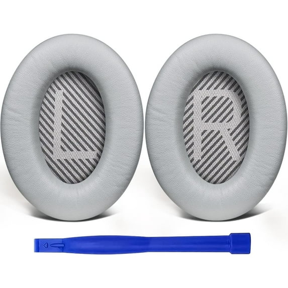 SOULWIT Replacement Earpads Cushions for Bose QuietComfort 35 (QC35) & Quiet Comfort 35 II (QC35 ii) Headphones, Ear Pads with Softer Lambskin, Noise Isolation Foam, Added Thickness (Brilliant Grey)