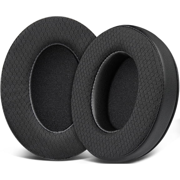 SOULWIT Mesh Fabric Replacement Earpads Cushions for HyperX Cloud 1/2/3/Pro/Core/Flight/Flight S/Stinger/Stinger S, CloudX Stinger/Stinger Core/Flight Headsets - Black