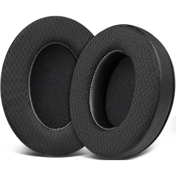 SOULWIT Mesh Fabric Replacement Earpads Cushions for HyperX Cloud 1/2/3/Pro/Core/Flight/Flight S/Stinger/Stinger S, CloudX Stinger/Stinger Core/Flight Headsets - Black