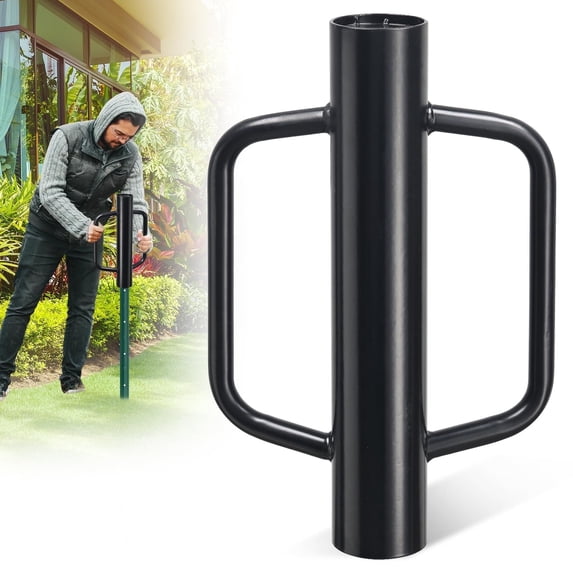 SOUMNS 17 inch Post Driver with Handles, Steel Heavy Duty Fence Post Driver, Black