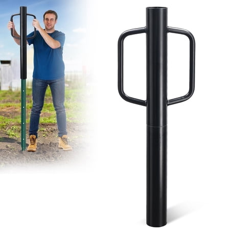 SOUMNS 34 inch Post Driver with Handles, Steel Heavy Duty Fence Post Driver, Black