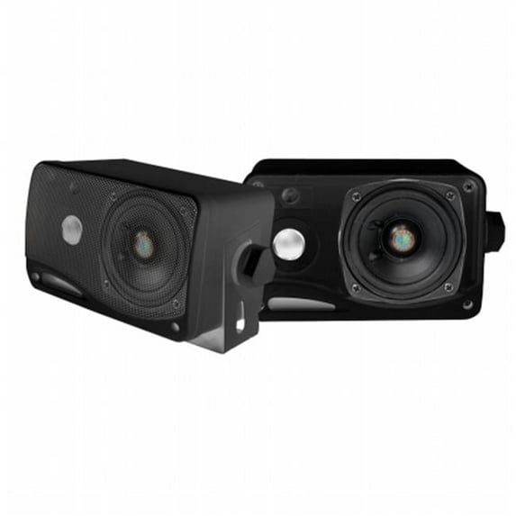 SOUND AROUND-PYLE INDUSTRIES 3.5 in. 200 Watt 3-Way Weather Proof Mini Box Speaker System - Black