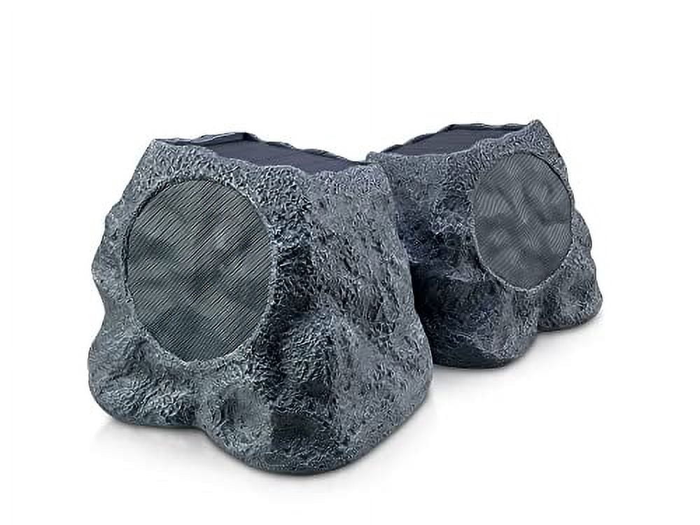 SoundPRO SPS-4000-SL SPS-4000 5-In. 14-Watt-RMS Solar-Rechargeable Bluetooth Multi-Link Nexus Rock Speakers (Slate Gray)