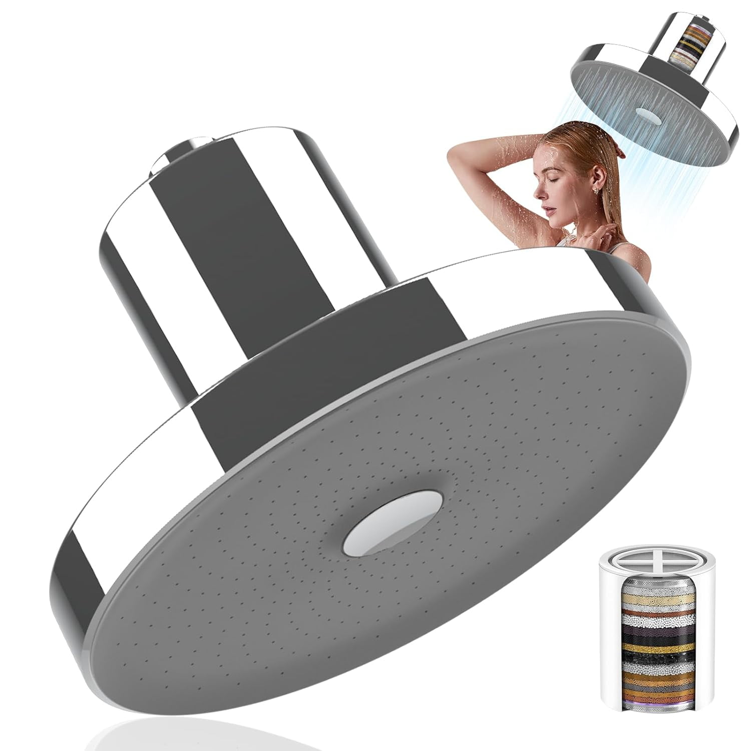 SOUONUP 360 Degree Rotation Adjustable Stainless Steel Shower Head This ...