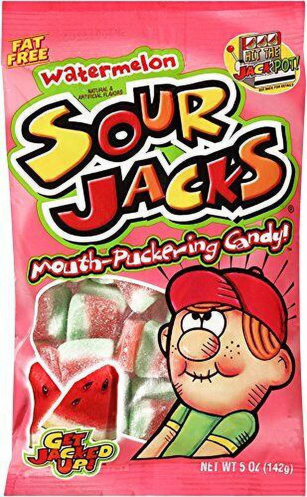 SOUR JACKS Sour Candies, Watermelon, 5 Ounce (1Bag)