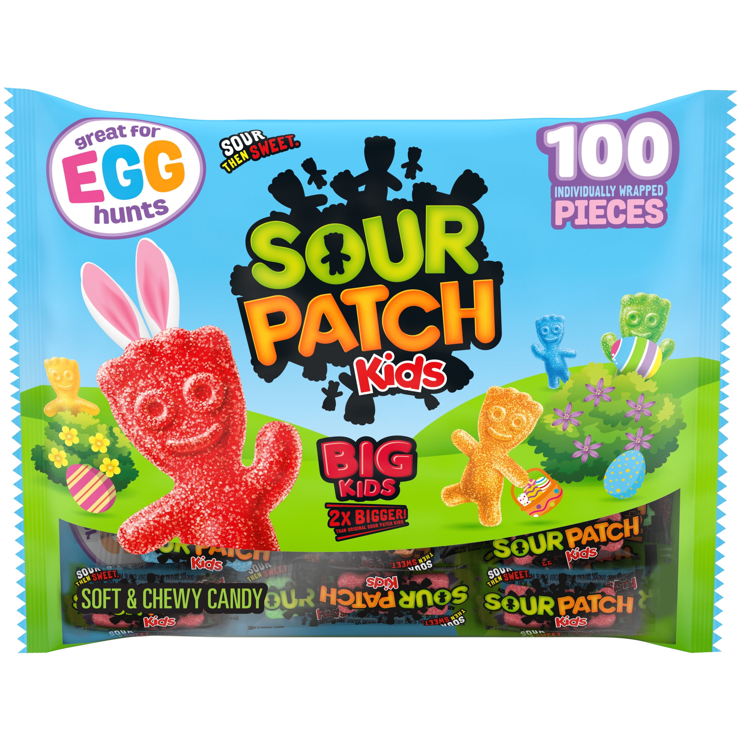 SOUR PATCH KIDS Big Kids Individually Wrapped Soft &amp; Chewy Candy, Easter Candy, 100 Pieces
