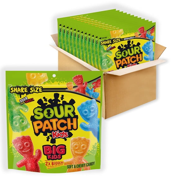 SOUR PATCH KIDS Big Kids Soft & Chewy Candy, Share Size, Bulk Candy, 12 - 12 oz Bags