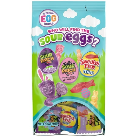 SOUR PATCH KIDS Bunnies, Eggs & SWEDISH FISH Soft & Chewy Easter Candy Variety Pack, 80 Snack Packs