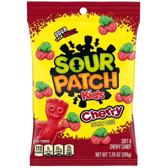 Sour Patch Kids Cherry Soft & Chewy Candy, 7.29 oz Bag