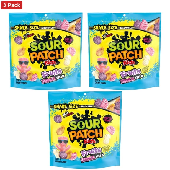 SOUR PATCH KIDS Fruits Tropical Mix Soft & Chewy Candy Share Size - 11.11oz