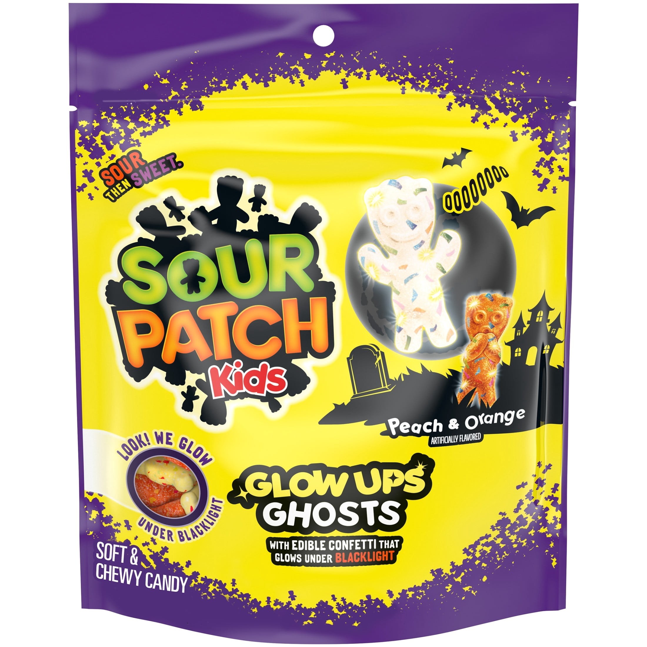 Sour Patch Kids Glow Ups Ghosts Halloween Candy, Orange, Peach ...