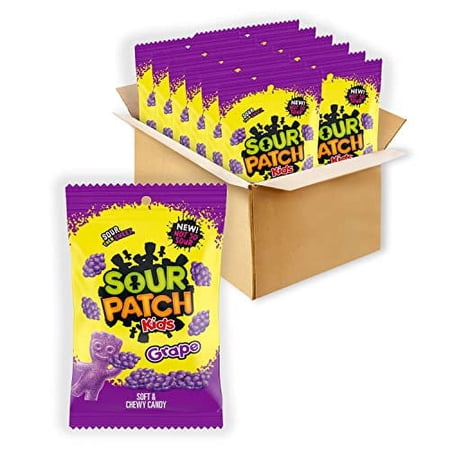 SOUR PATCH KIDS Grape Soft and Chewy Candy, 12 - 8.02 oz Bags