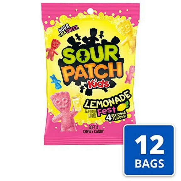SOUR PATCH KIDS Lemonade Fest Soft & Chewy Candy, 8.02 oz (Pack of 12)