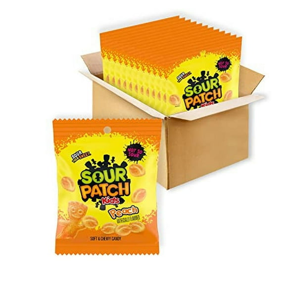 SOUR PATCH KIDS Peach Soft & Chewy Candy, Bulk Candy, 12 - 3.56 oz Bags