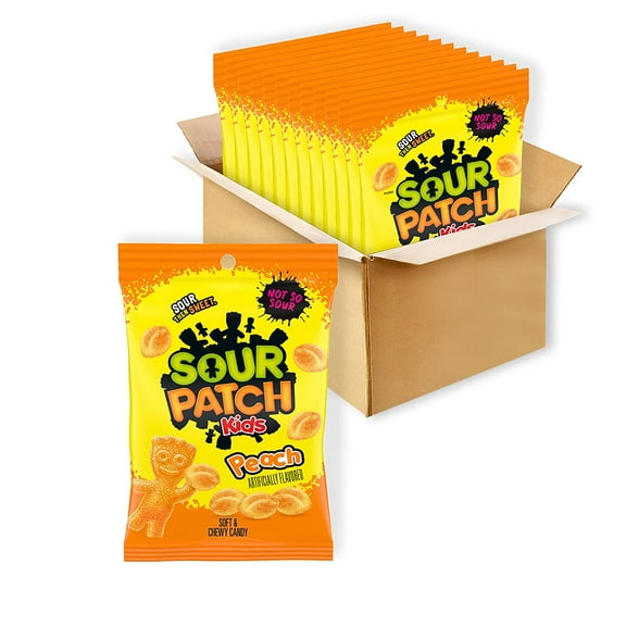SOUR PATCH KIDS Peach Soft and Chewy Candy, 12-8.07 oz Bags
