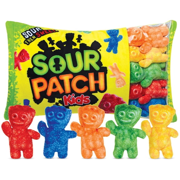Iscream 18” x 12” SOUR PATCH KIDS Fleece Decorative Pillows, (5 Count)