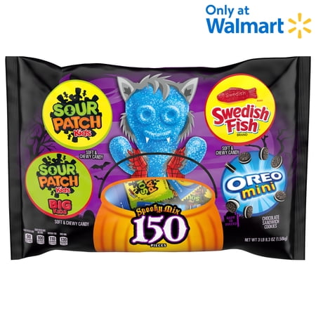 SOUR PATCH KIDS, SWEDISH FISH & OREO Mini Halloween Variety Pack, 150 Trick or Treat Bags