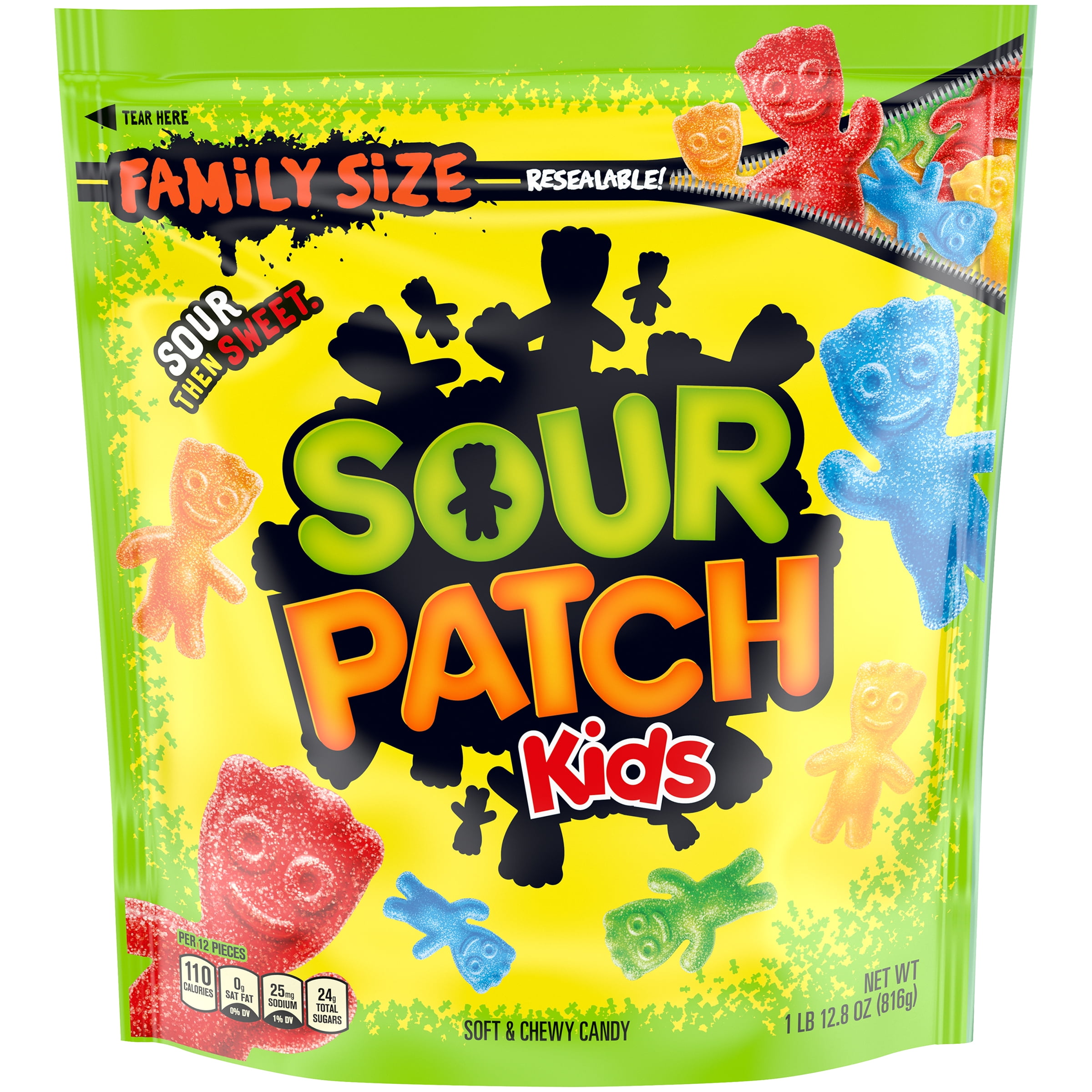 SOUR PATCH KIDS Soft & Chewy Candy, Halloween Candy, Family Size, 1.8