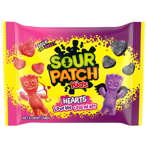 SOUR PATCH KIDS Soft & Chewy Love Me, Love Me Not, Valentine's Day Candy Hearts, 10 oz