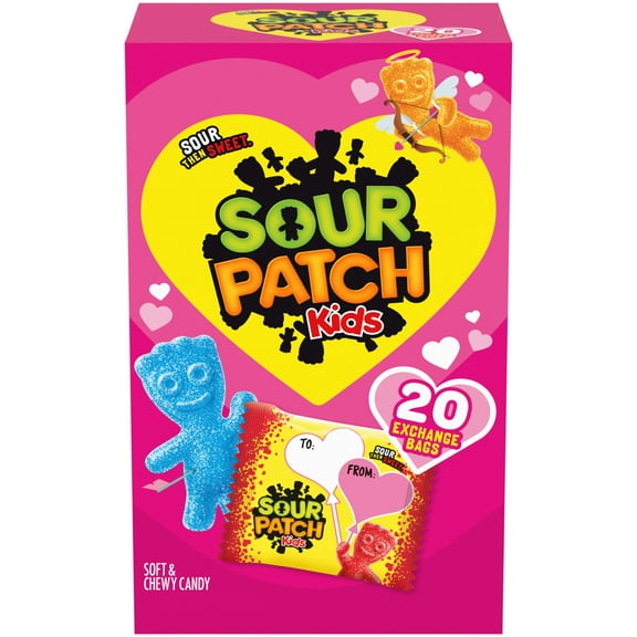 SOUR PATCH KIDS Soft & Chewy Valentines Day Candy, 20 Snack Packs