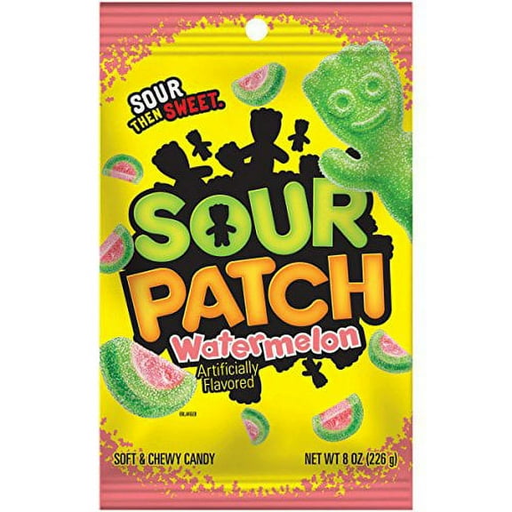 SOUR PATCH KIDS Watermelon Soft & Chewy Candy, 8 oz Bag (Pack of 16)