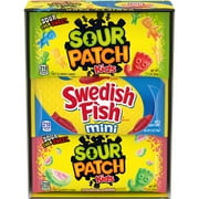 SOUR PATCH KIDS and SWEDISH FISH Mini Soft & Chewy Candy Variety Pack, Bulk Candy, 18 - 2 oz Bags