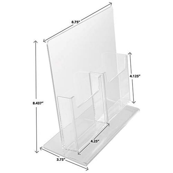 SOURCEONE.ORG Premium Clear Acrylic Trifold Brochure Holder - Counter Top Style