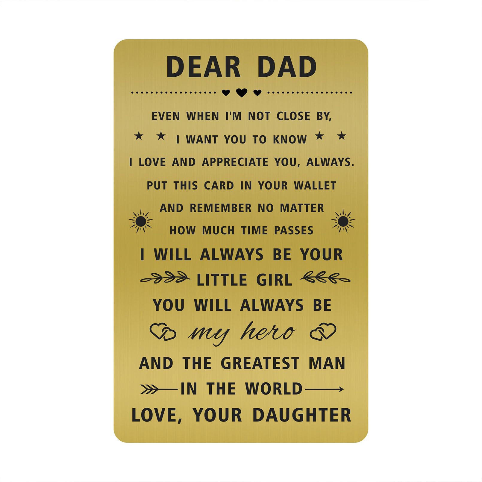 SOUSYOKYO Best Dad Card Gifts from Daughter, Personalized Brass Card