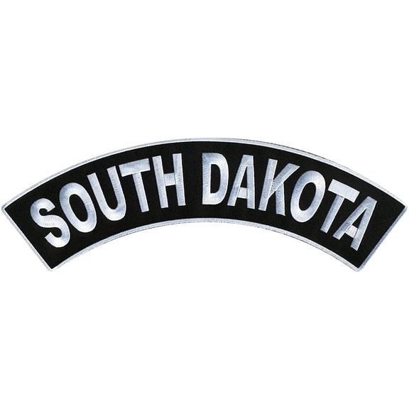 SOUTH DAKOTA TOP ROCKER, PATCH - High Thread Iron-On Heat Sealed Backing Sew-On Large Patch - 12” x 3”