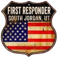 thumbnail image 1 of SOUTH JORDAN, UT First Responder USA 12x12 Metal Sign Fire Police 211110022533, 1 of 1