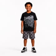 SOUTHPOLE Boys Athletic Shorts Set Lightweight Soft Cotton Graphic Tees & French Terry Shorts 2 Piece