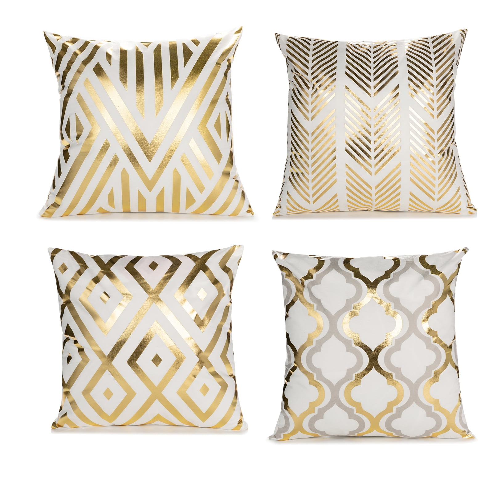 SOUTHSKY 4 Pack Throw Pillow Covers Gold Bronzing Pillows Square Cover