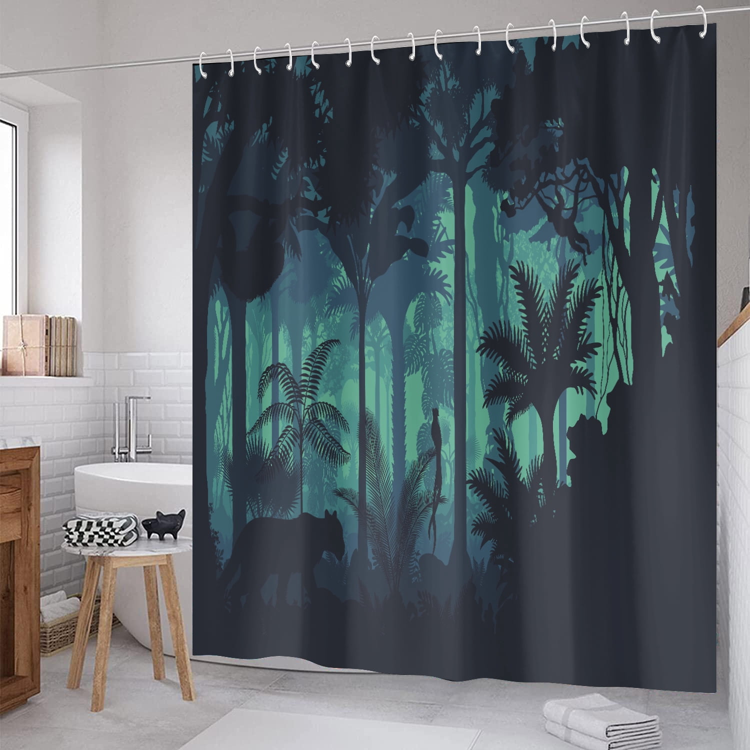 SOUTHSKY Green Forest Jungle Shower Curtain Polyester 71x71inch with