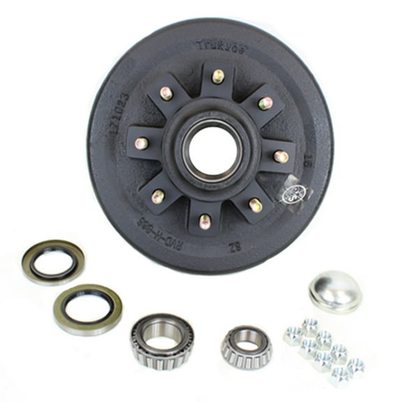 SOUTHWEST WHEEL 8-6.5" Bolt Circle Trailer Hub/Drum 9/16" studs with Parts for a 7,000 lbs. Trailer Axle