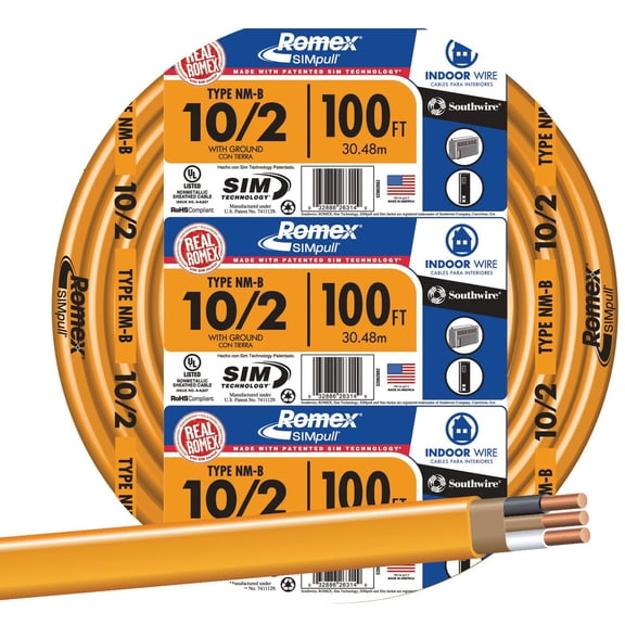 SOUTHWIRE 100 FT. 10/2 Orange Solid ROMEX SIMPULL CU NM-B W/G Wire 28829028