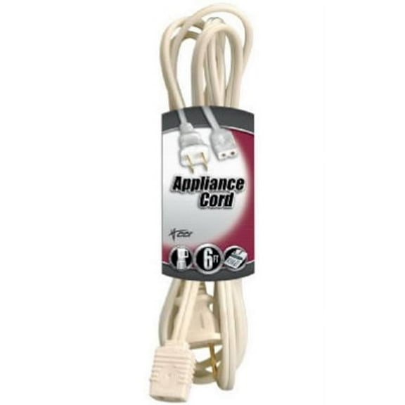 Coleman Cable 09307 6 ft. 18 By 2 White Appliance Cord