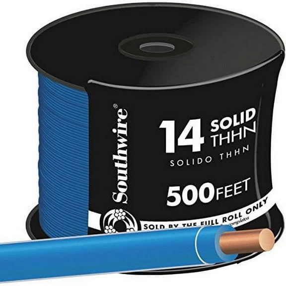 SOUTHWIRE COMPANY LL 11582458 Building Wire 14 Ga, 1 Conductor 15 Amp 600 V 90 Deg C 500 ' Blue